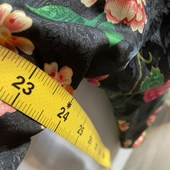 Vintage Kristine Tyler Intimates Women's Black Floral Robe One Size Luxury Asian - Picture 4 of 12